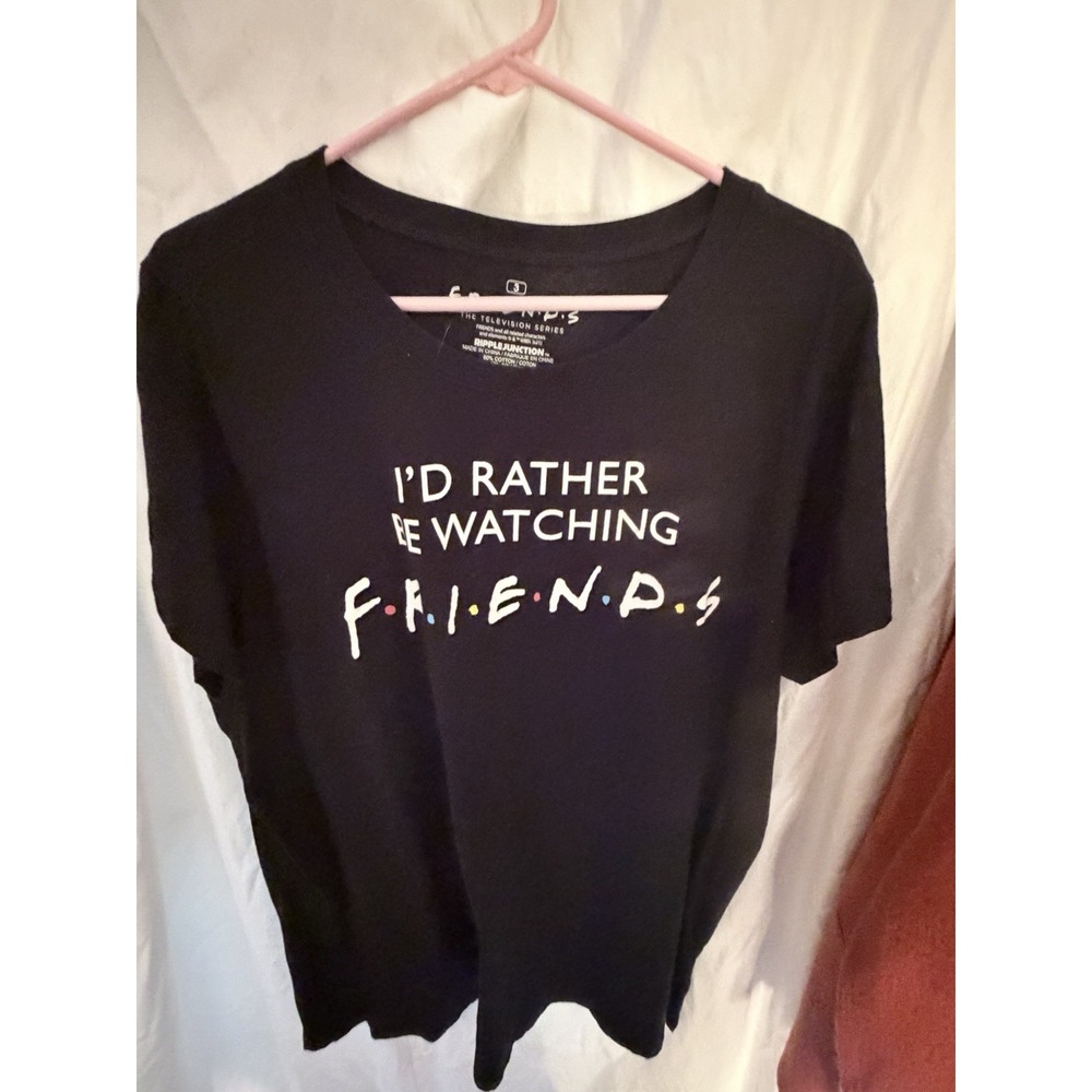 Ripple Junction size 3XL I'd Rather Be Watching Friends Black T-Shirt